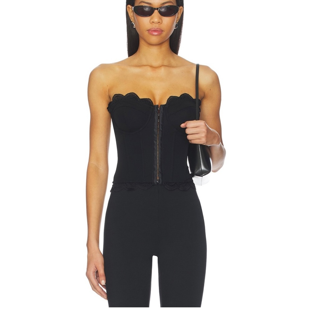 Good American Black Scalloped Corset Camisole